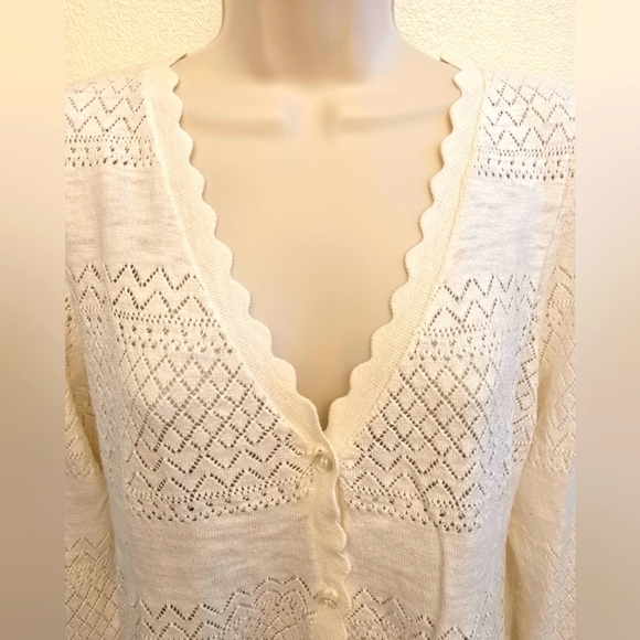 NWT Frye Ladies Cream Cardigan Sweater with Intricate Knit Design - Picture 5 of 6